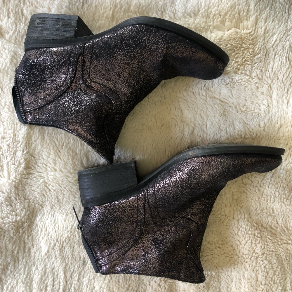 Black/dark grey glitter leather ankle boots